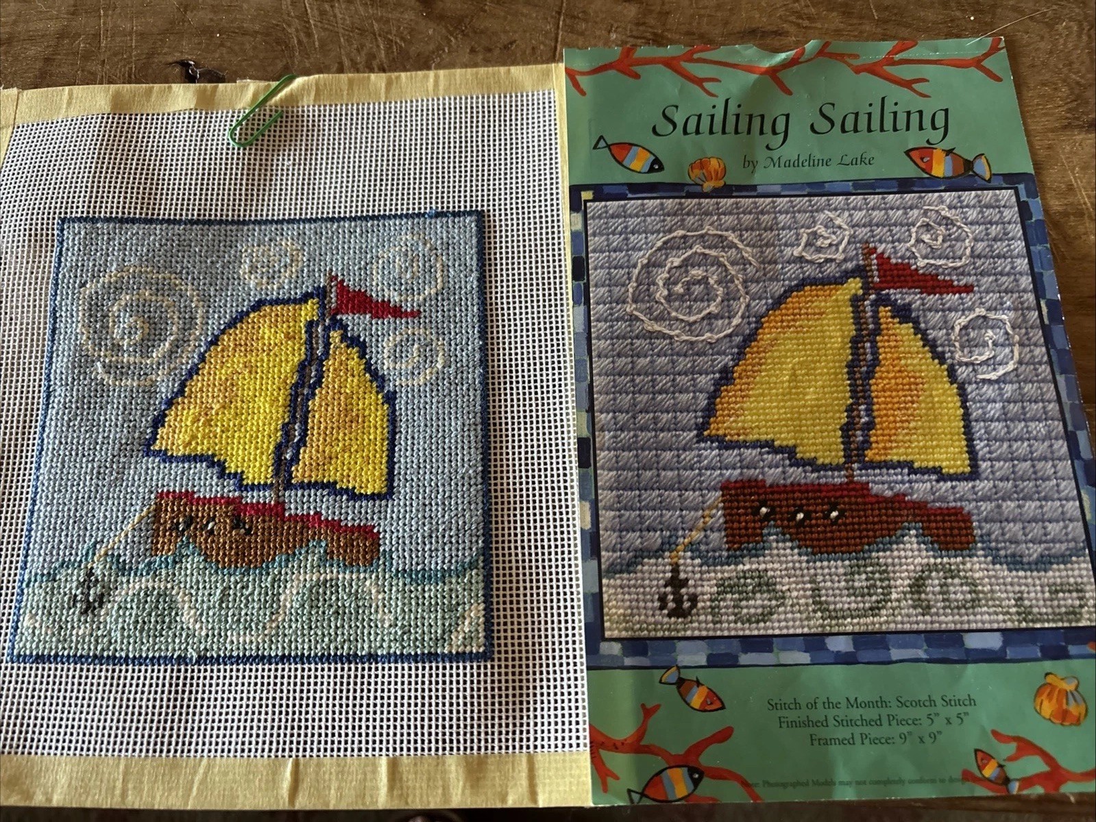 Sailing Sailing Needlepoint Canvas Stitched Madeline Lake