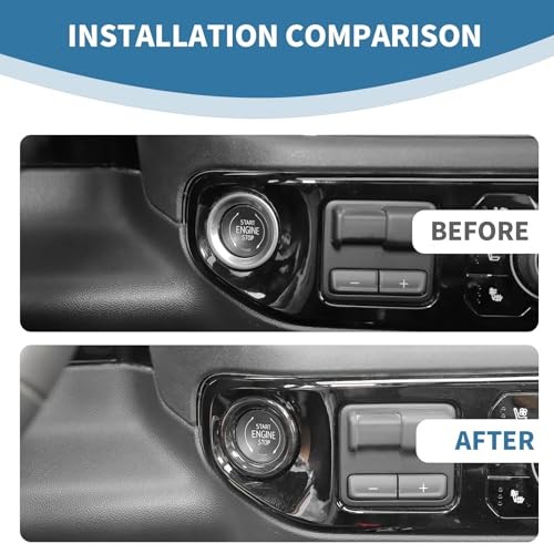 for Silverado Push Start Stop Button Trim Ring Cover for Chevy Silverado Black