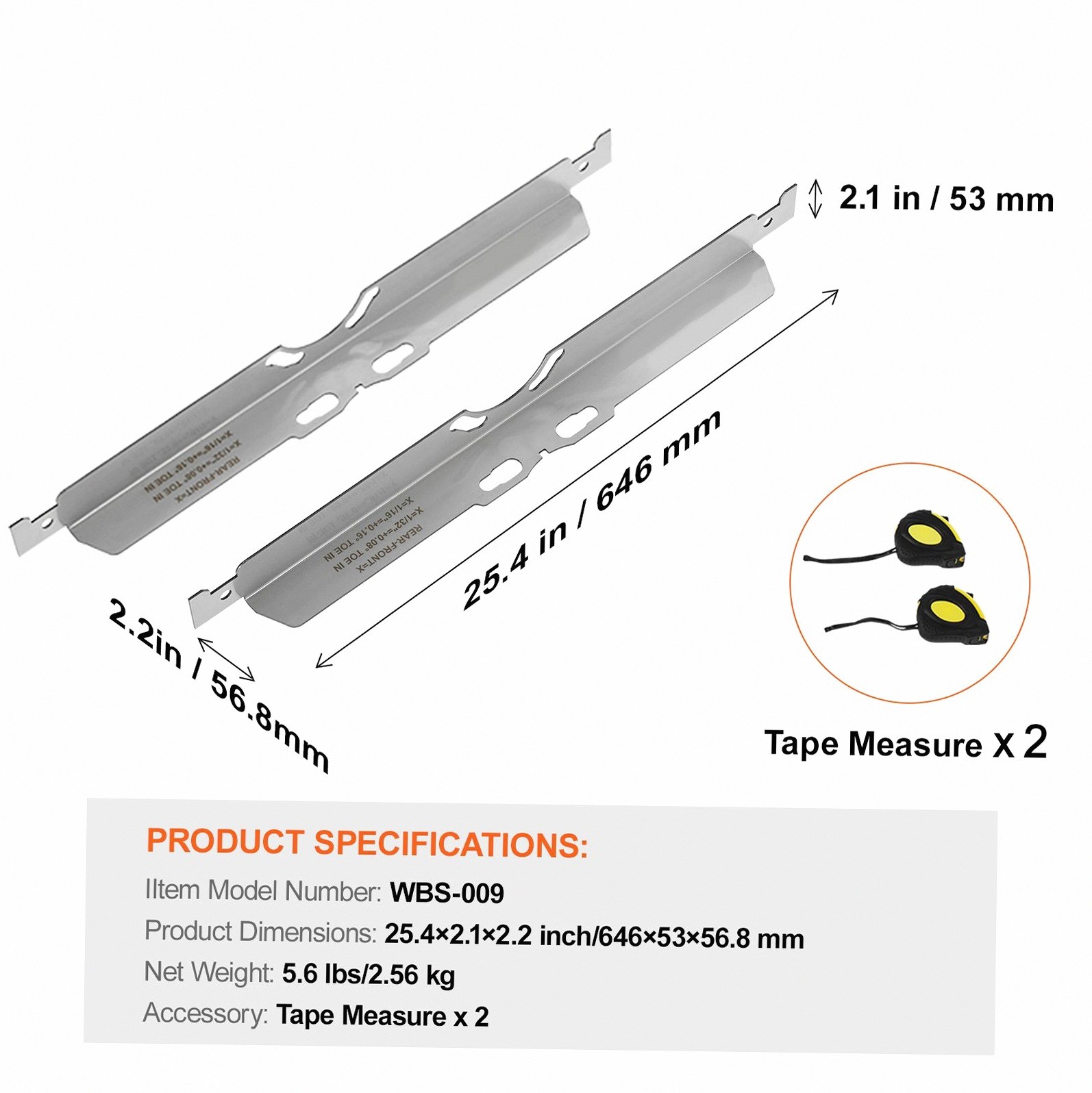 Wheel Toe Alignment Tool 2-PK Stainless Steel Plates