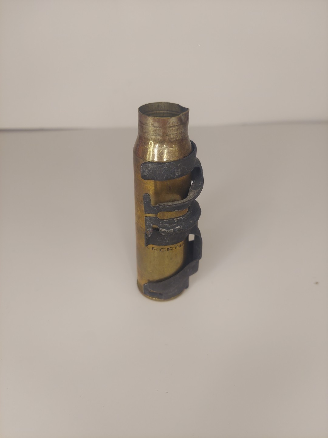 Modern Trench Art • Pen Holder • 20mm 20 mm Brass Shell Casing & Ammo Belt Link