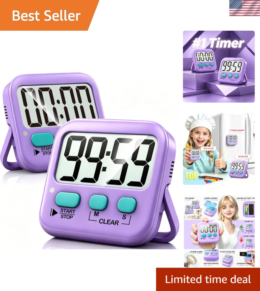 Dual Countdown Timers: Perfect for Exercising, Cooking, and Learning Activities