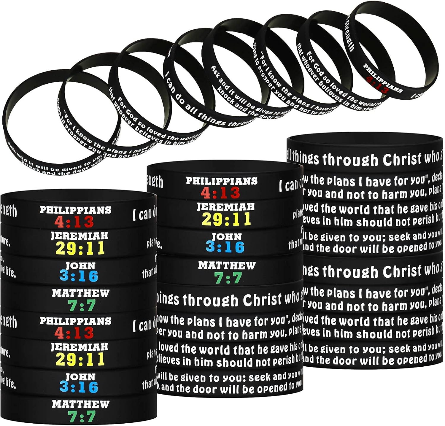 32 Pcs Bible Verses Silicone Bracelets Religious Rubber Wristbands Inspirational