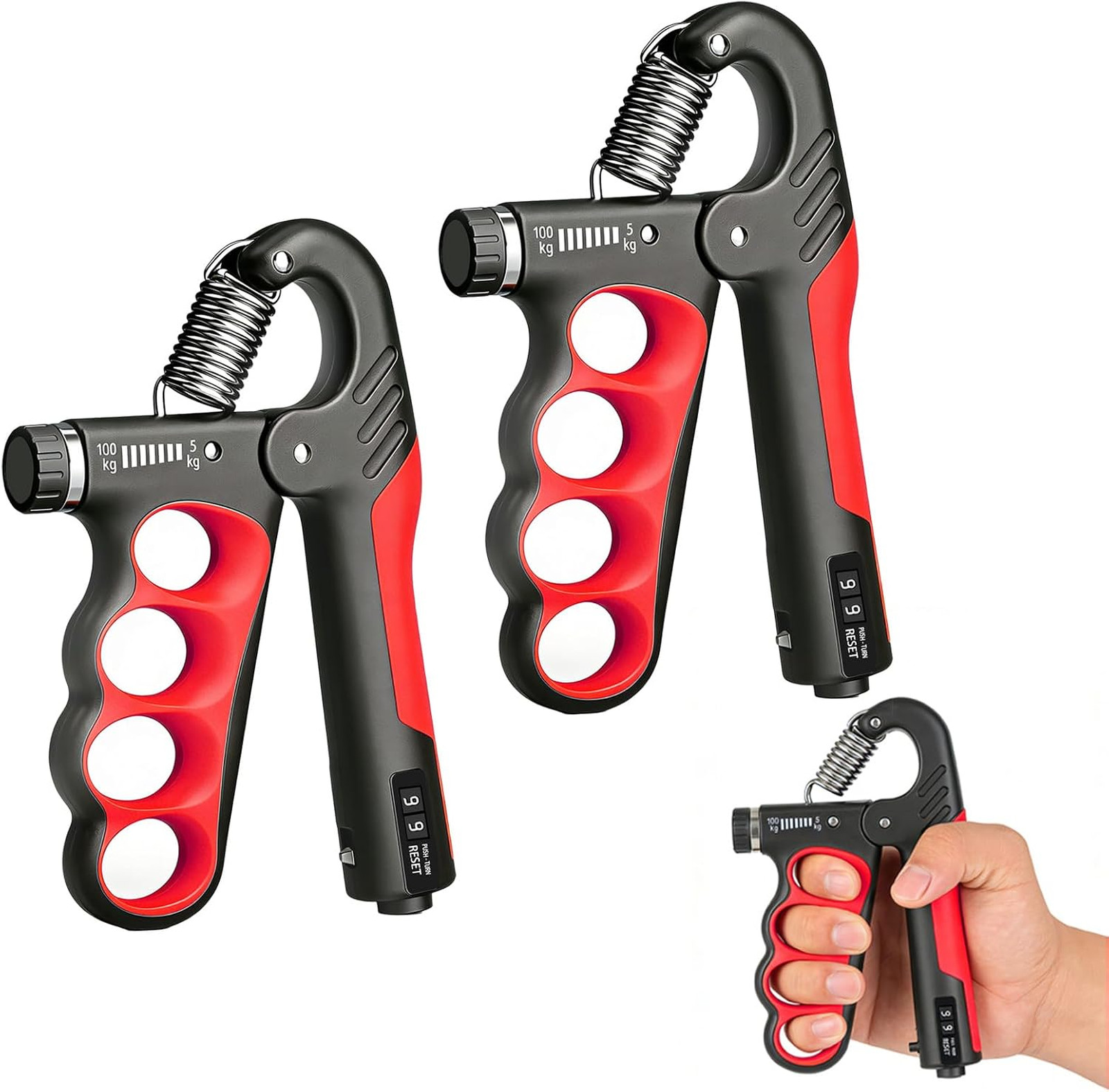 Hand Gripper Strengthener, 11-220LBs Adjustable Resistance Grip Strength Trainer