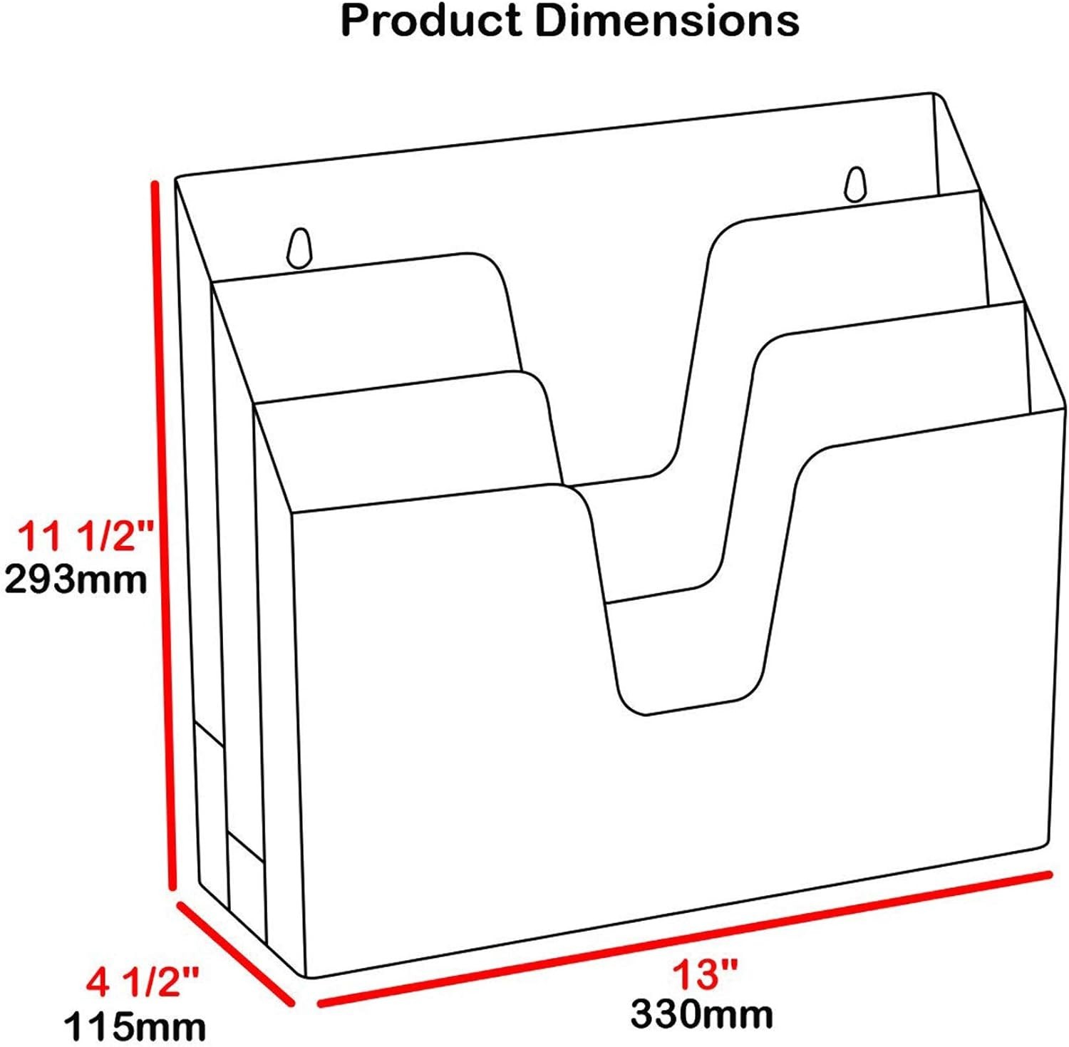 Horizontal Triple File Folder Organizer Sorter, Letter Size, Clear | 3 compar...
