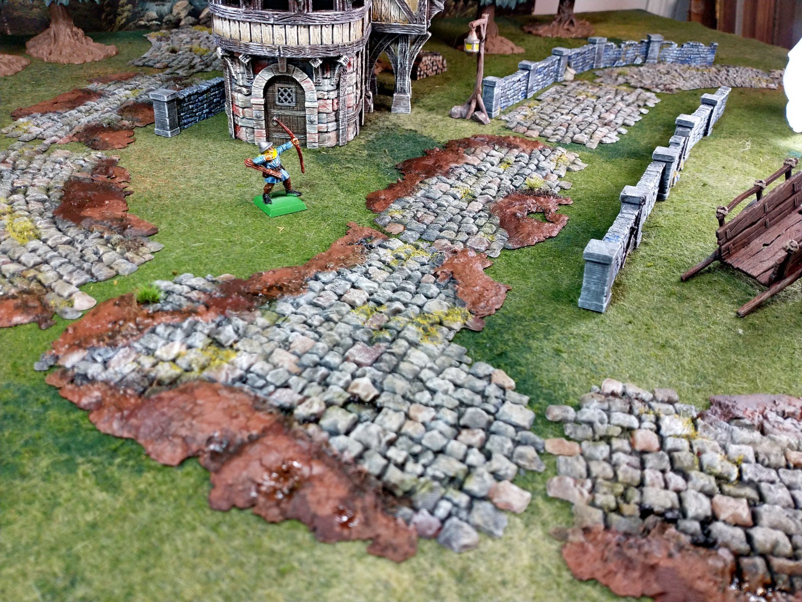Painted Muddy Cobblestone Road Set 28mm Town Terrain Warhammer D&D Bolt Action
