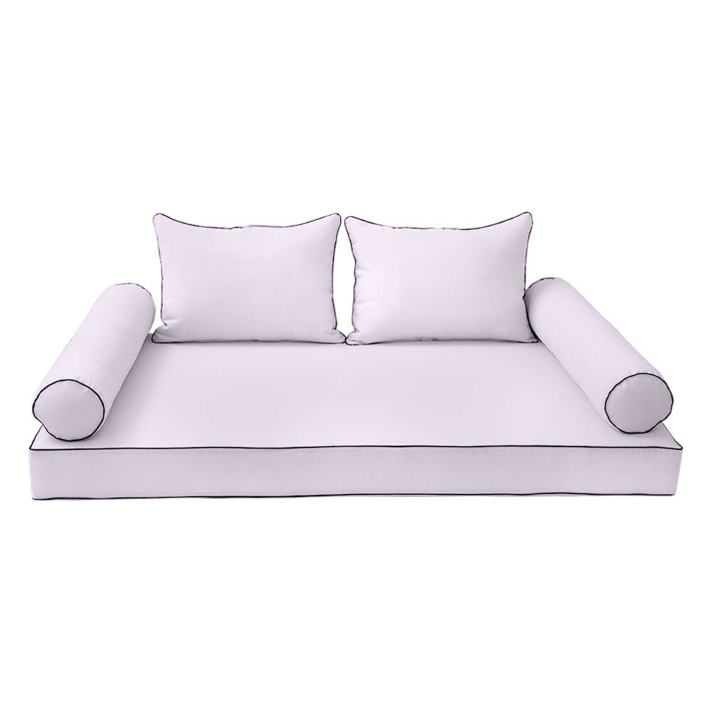 S4 5PC Contrast Pipe Daybed Mattress Cushion Bolster Complete Set-Twin-XL AD107