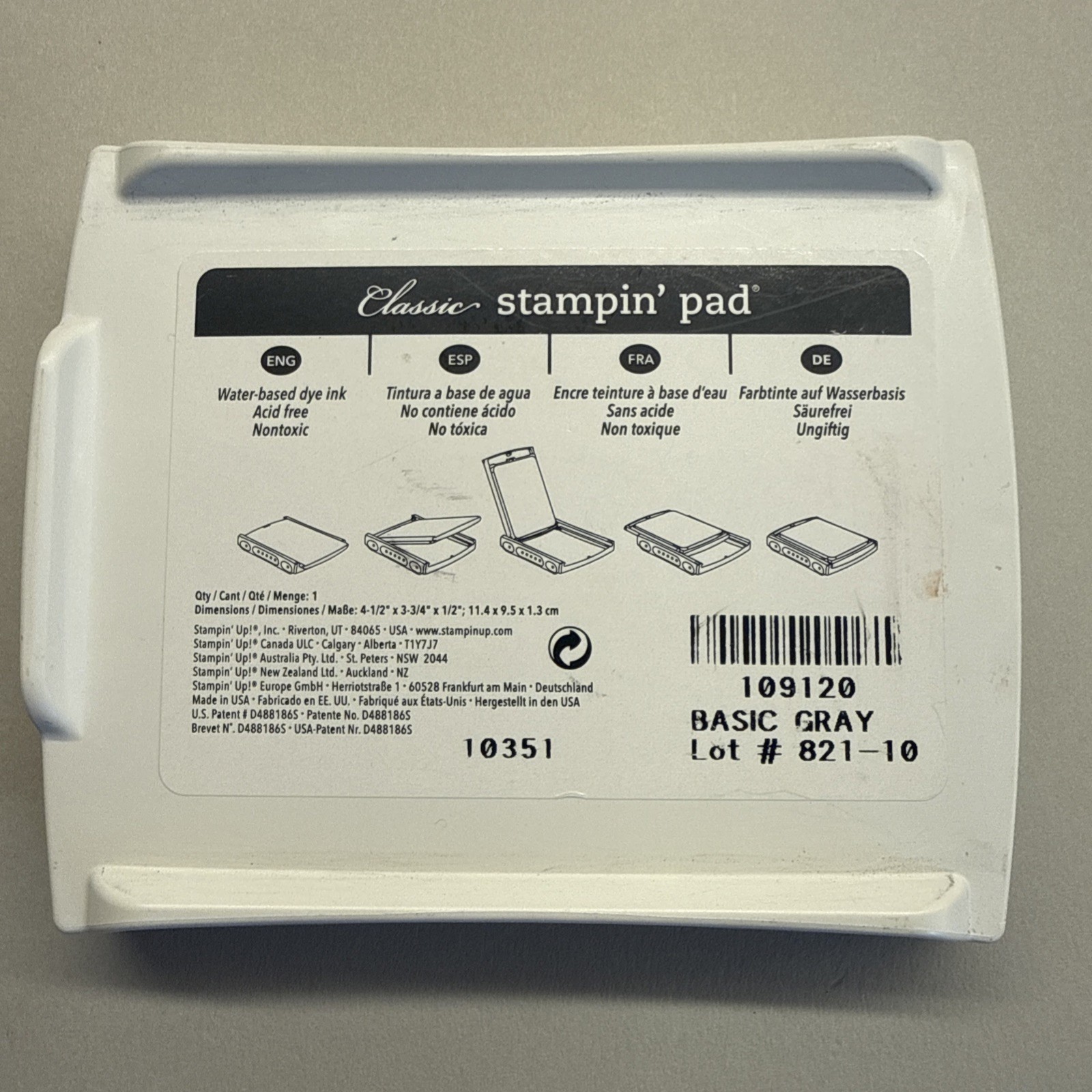 Stampin Up Pad Basic Gray Ink Classic Stampin Pad Linen