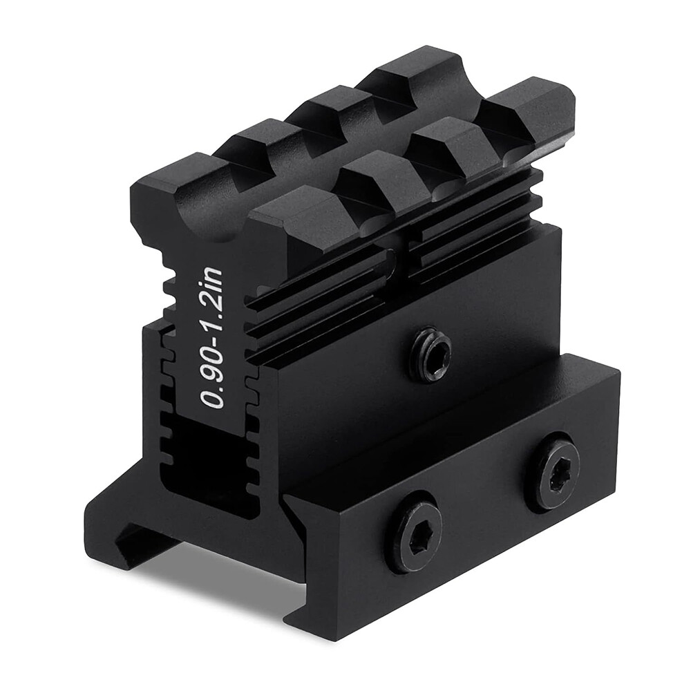 Picatinny Riser Mount Adjustable Height 0.9-1.2in Lockdown Series 3 Slots Raise