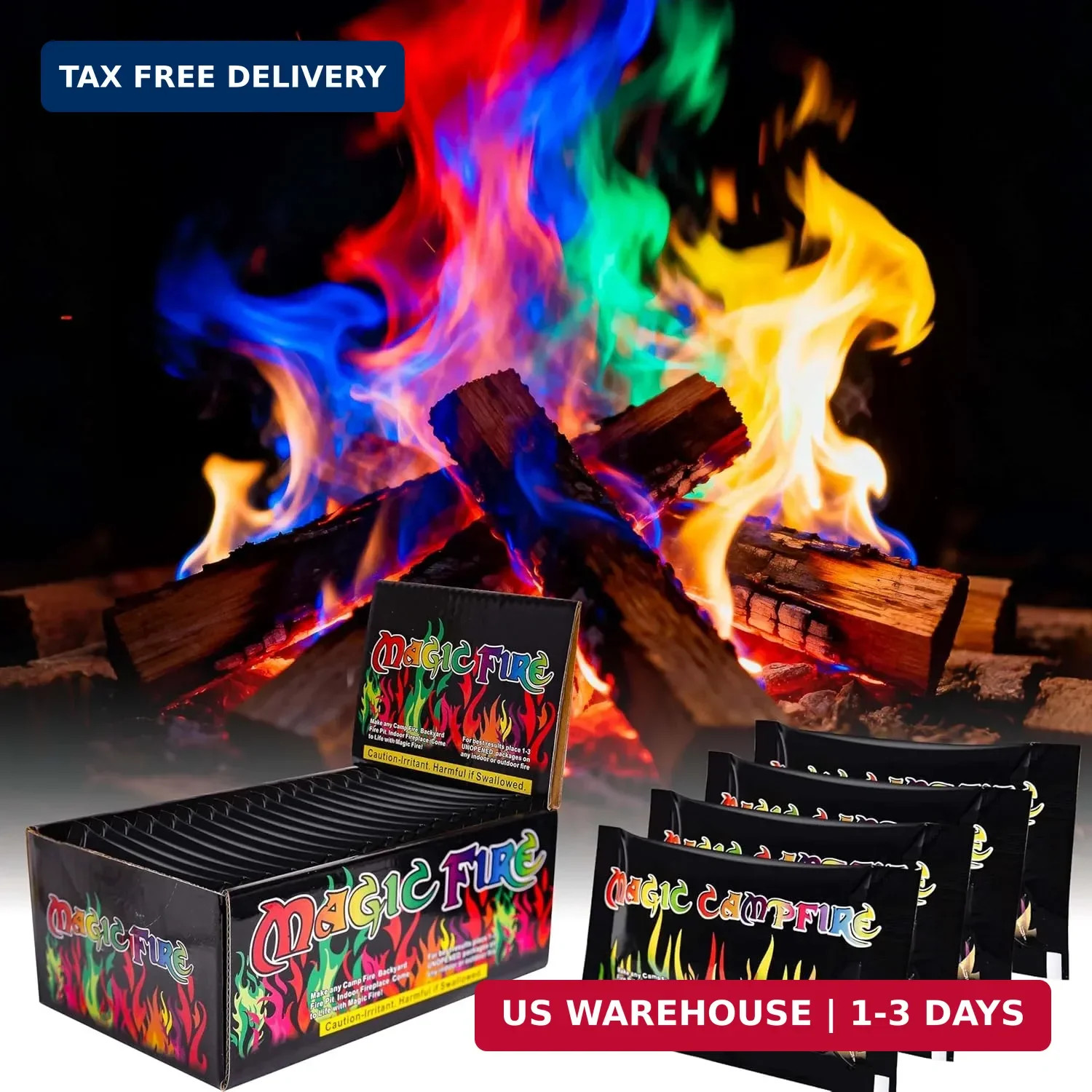 Magic Fire Color Changing Packets (20 Pack) for Fire Pits, Campfire, Bonfire & O