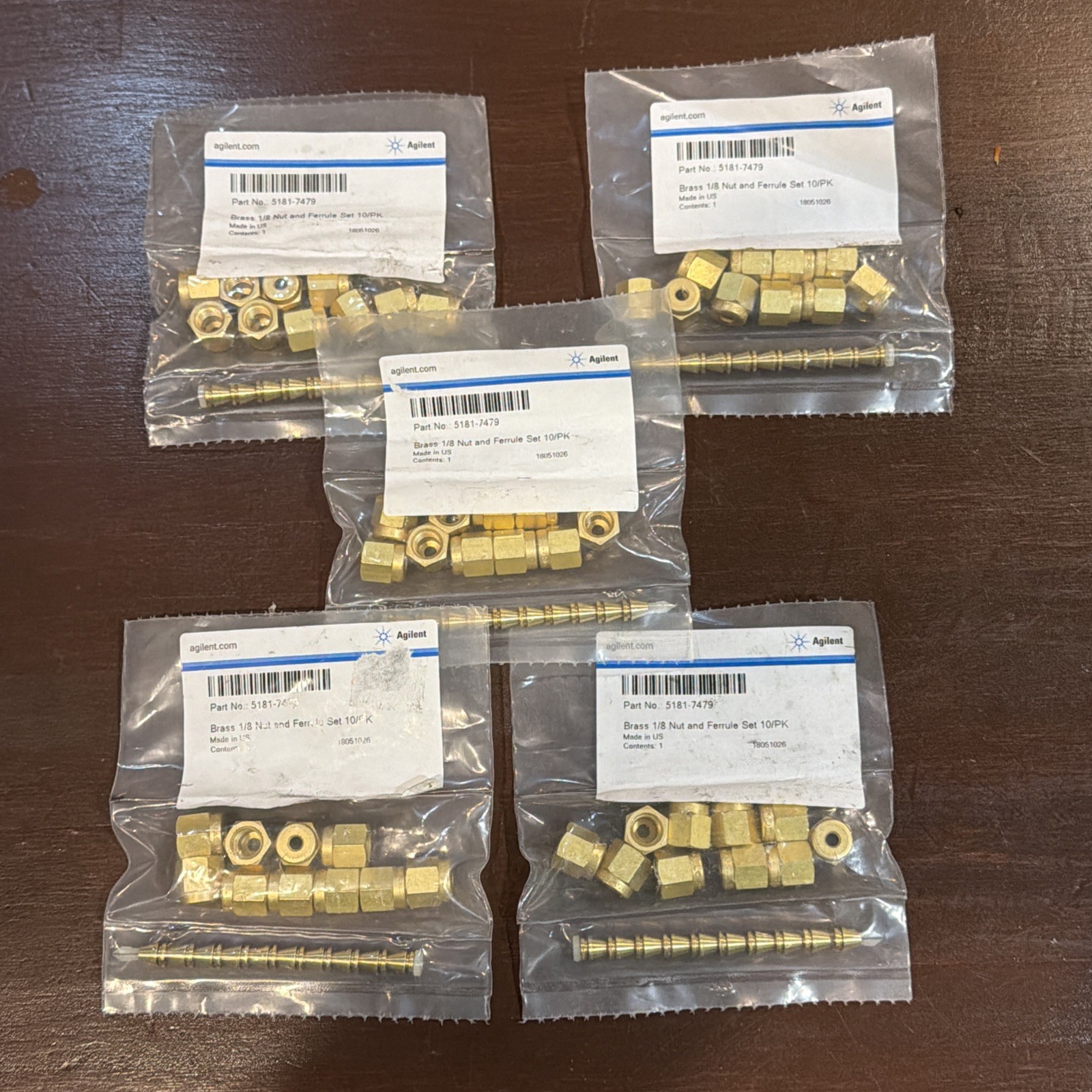 50 pcs (5 packs of 10) Agilent 5181-7479 Brass Nut Ferrule Combo 1/8" SEALED NEW