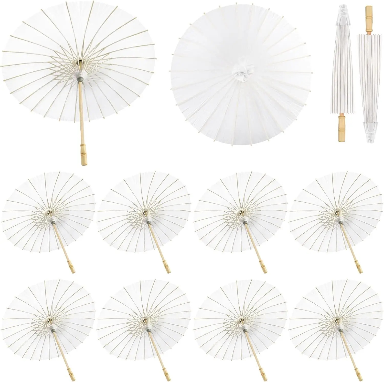 10Pcs 40/60/80cm White Paper Umbrellas Parasol Paper Umbrella Chinese Japanese O