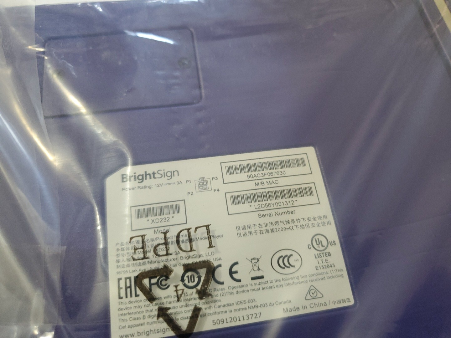 BRIGHTSIGN XD232 DIGITAL SIGNAGE PLAYER