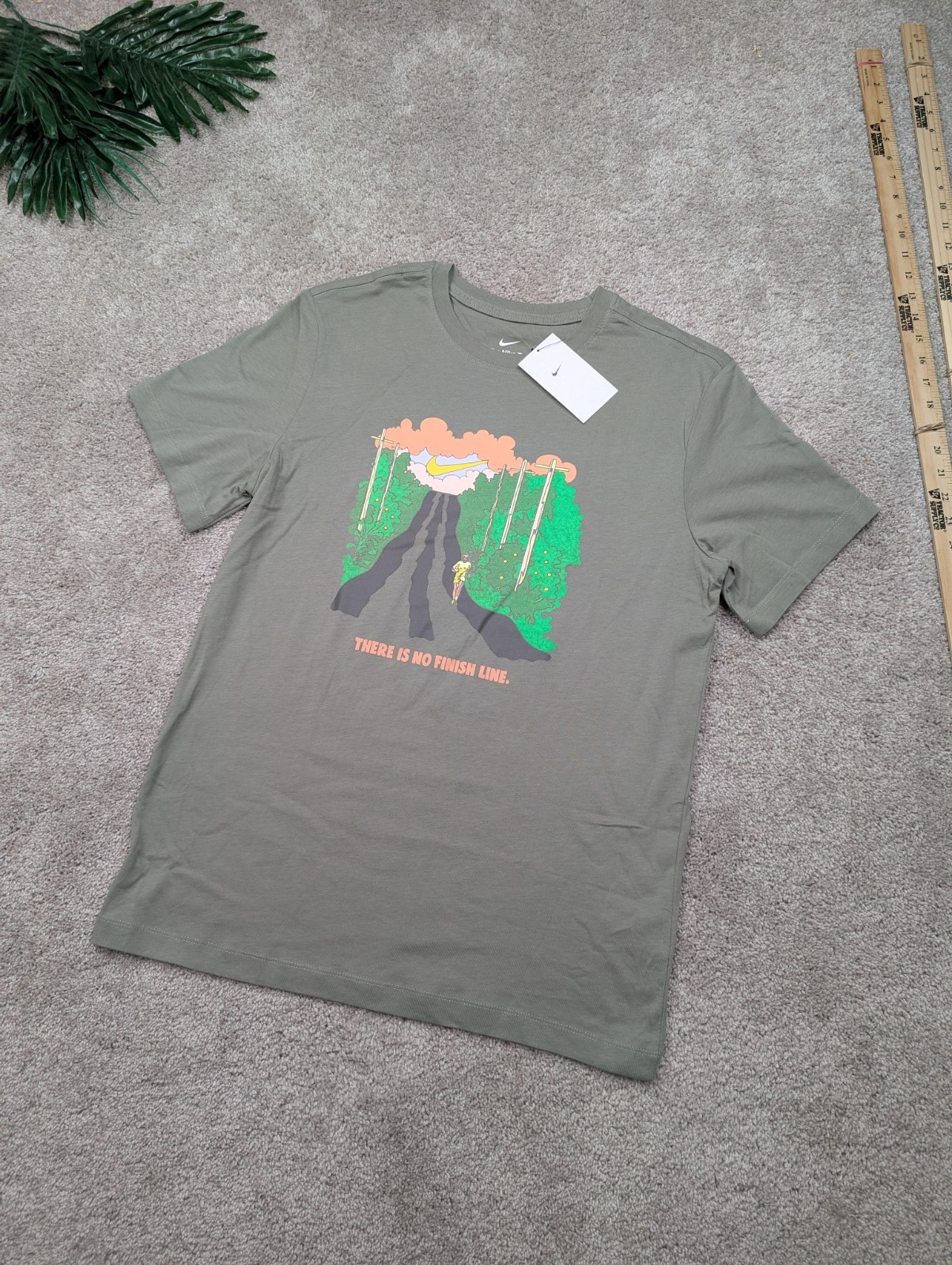 Nike Trail Running Shirt Mens Extra Large Cotton Green Crew Finish Line $35 NWT