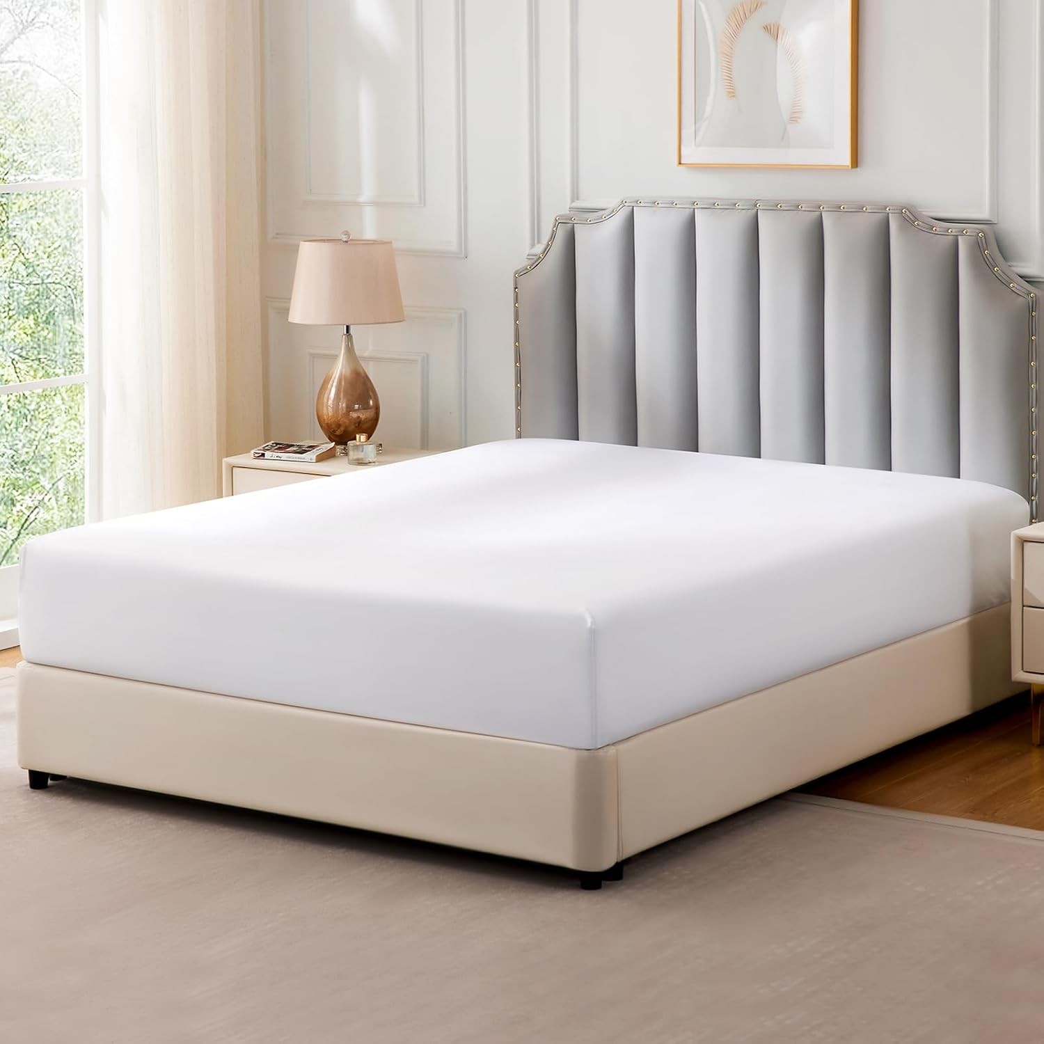 Pure Cotton Fitted Sheets King Size, 300 Thread Count Percale