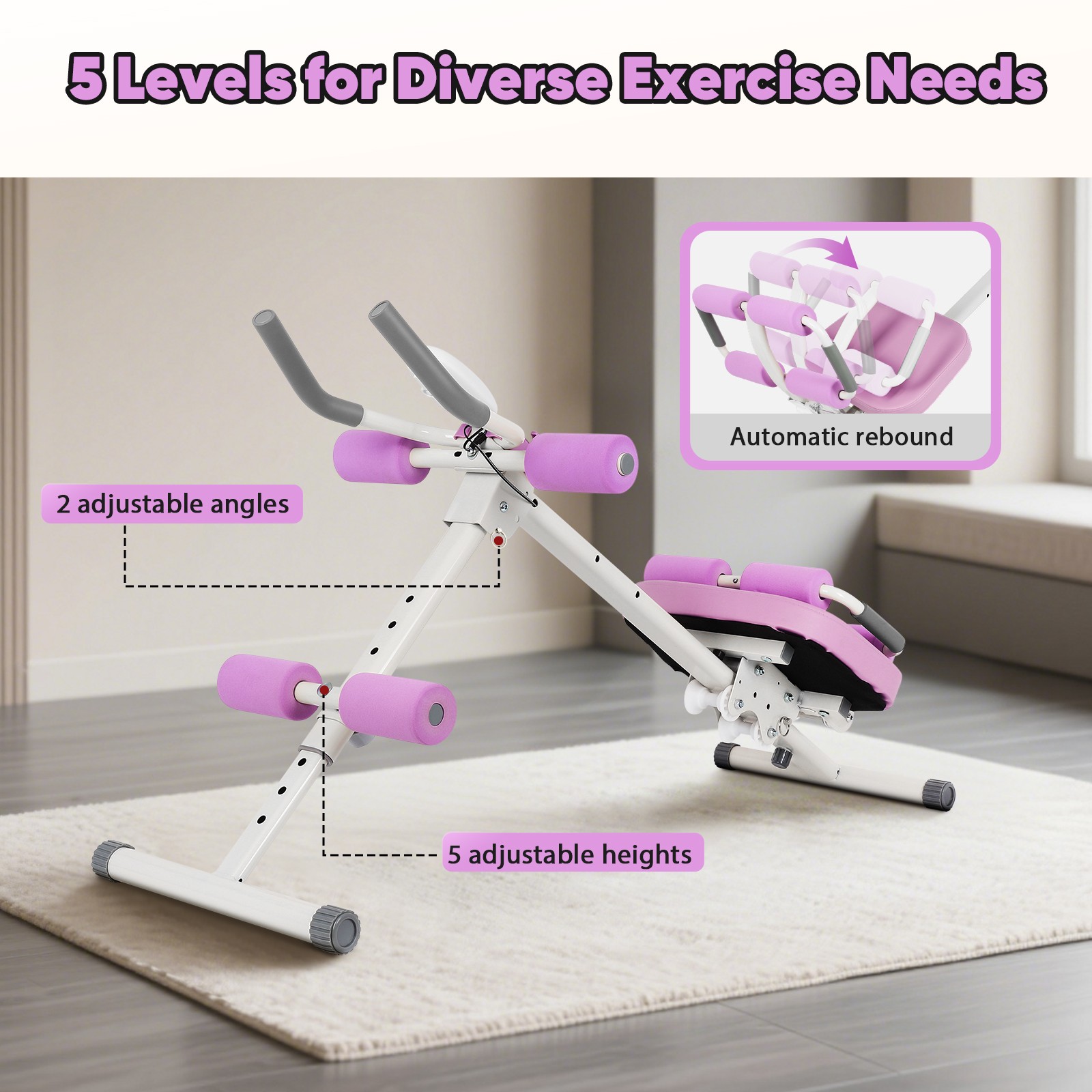 6 in 1 Abs Workout Machine Multi Functional Adjustable Ab Trainer Machine