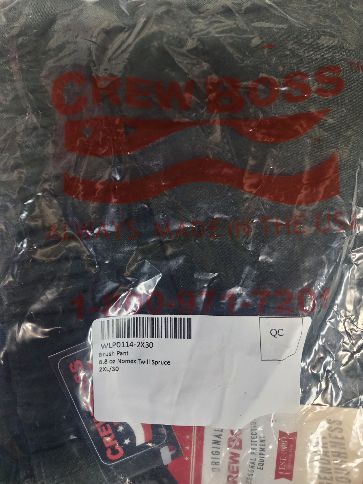 Crew boss 6.8oz Brush Pant Spruce Twill  Fire Pant