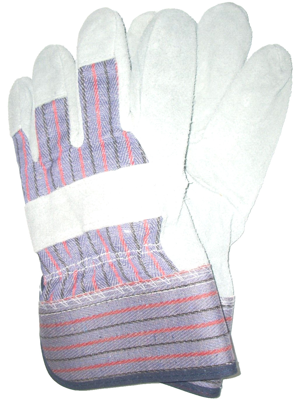 Leather Palm Work Gloves Knuckle Strap Canvas Back Gauntlet Cuff Size Large 3pr