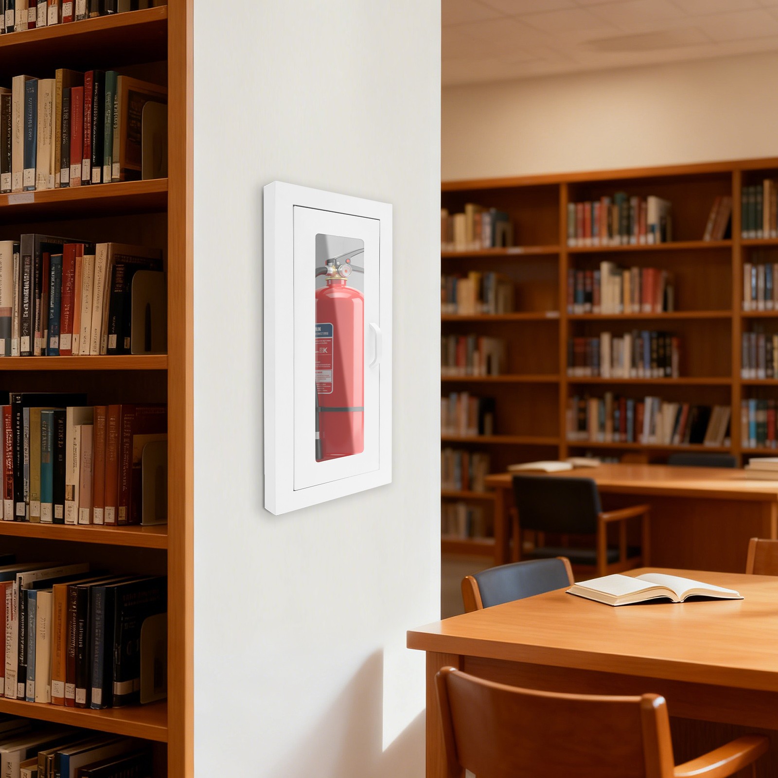 Semi Recessed Fire Extinguisher Cabinet, Wall Mount Fire Extinguisher Niche