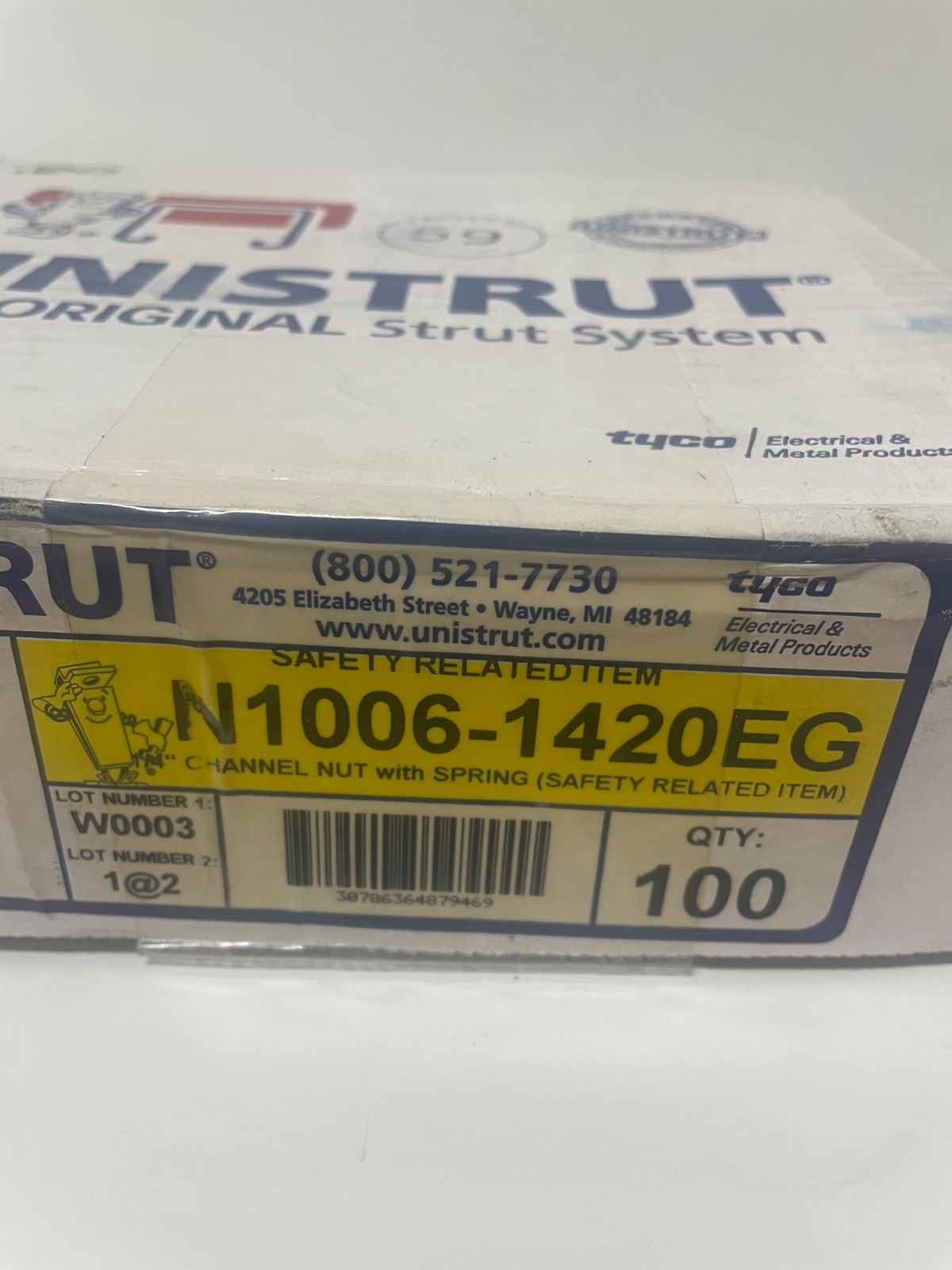 100 Count - Unistrut Strut Channel Nut w/ Spring 1/4"-20 Electro-Galvanized