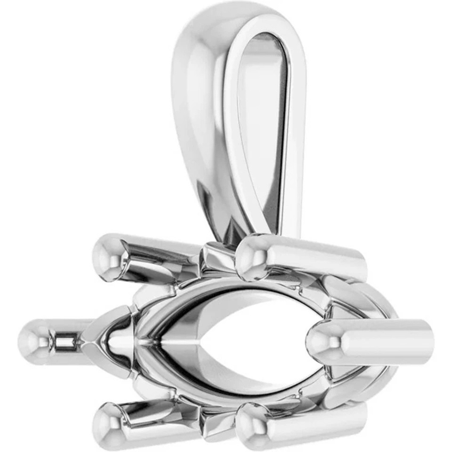 Pendant Mounting Marquise Cut Solid 10K White Gold Horizontal Sculptural Design