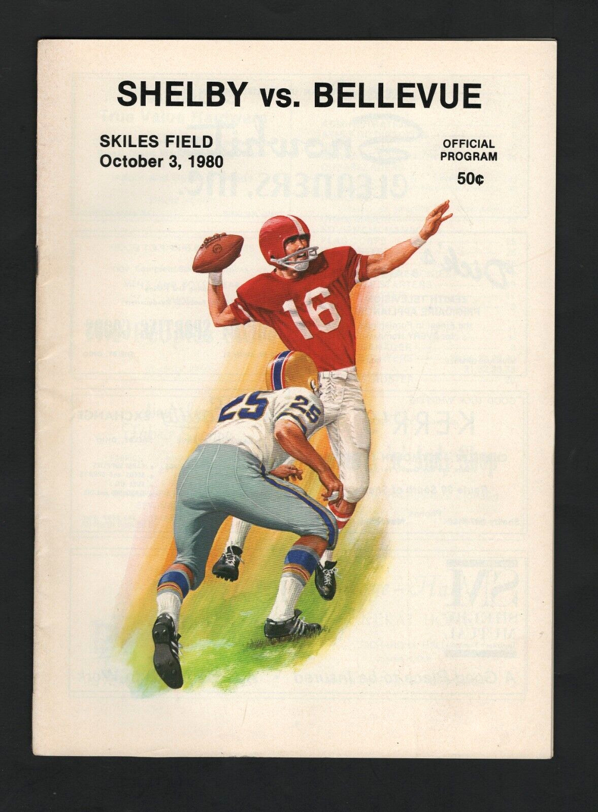 10/3/1980 Shelby vs Bellevue, Ohio High School Football Program  #M1691