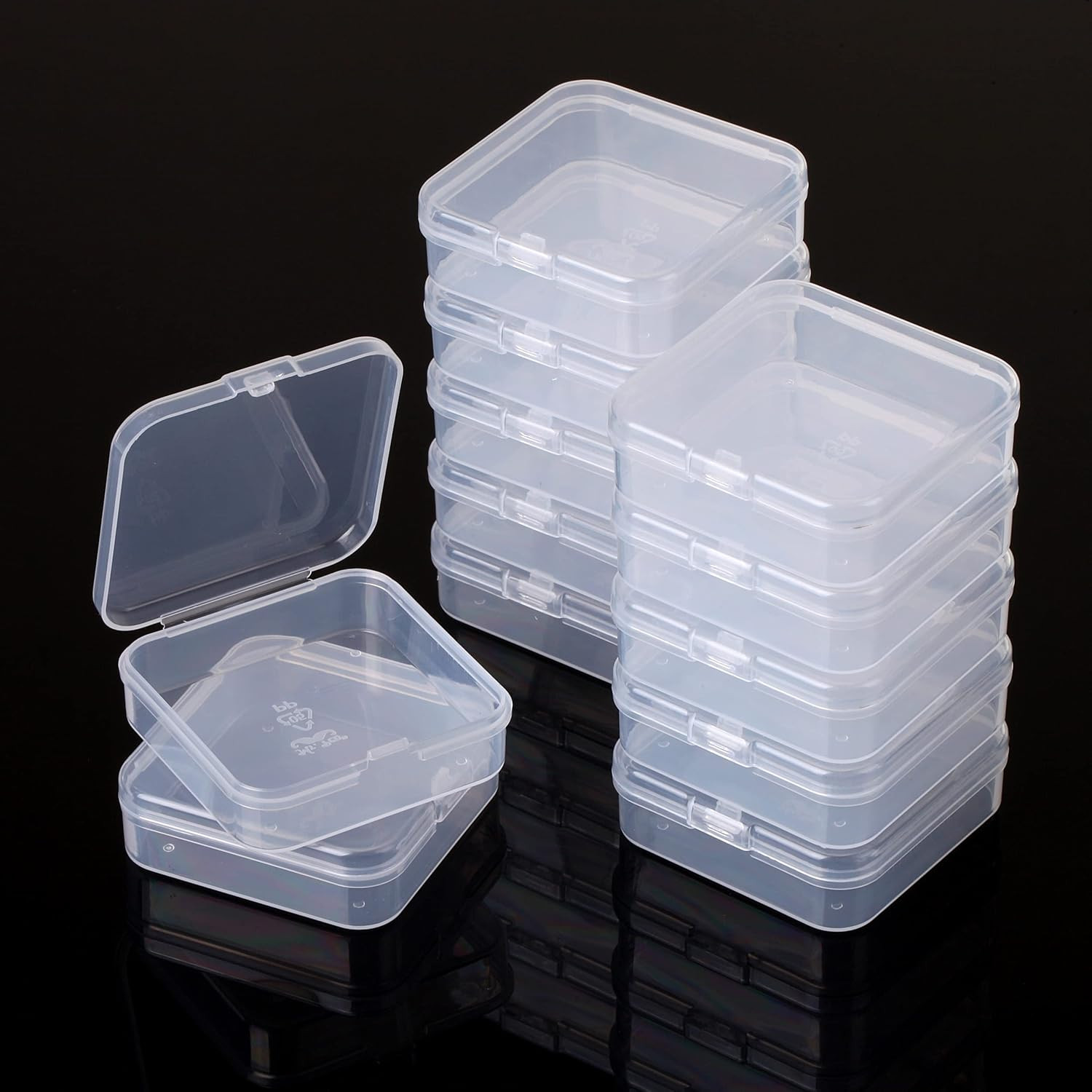 Bead Organizer Box, 12 Pcs, Clear, Small Beads Organizers and Storage Plastic Ca