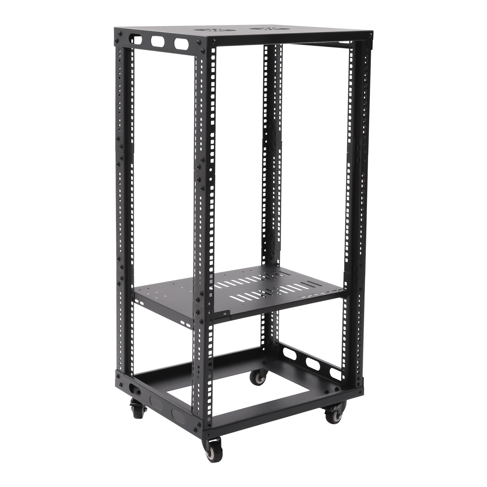 18.5" 4 Post Open Frame Network Server Rack 18U Adjustable Partition 0-31.5''