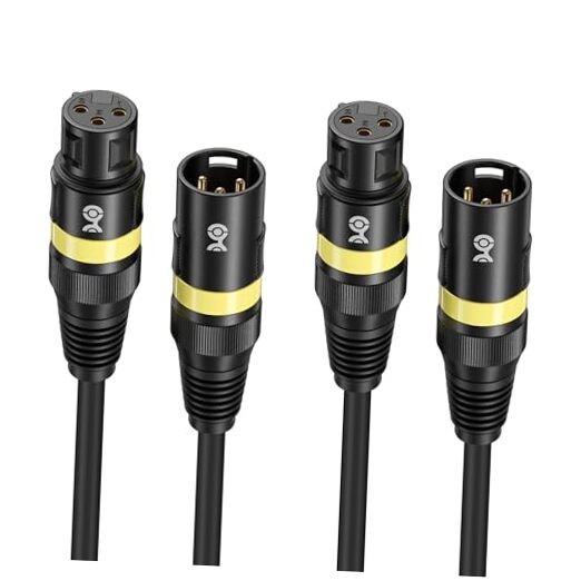 2-Pack 22AWG Stage Light DMX Cable 25ft / 7.6m with 3-Pin XLR 25 Feet
