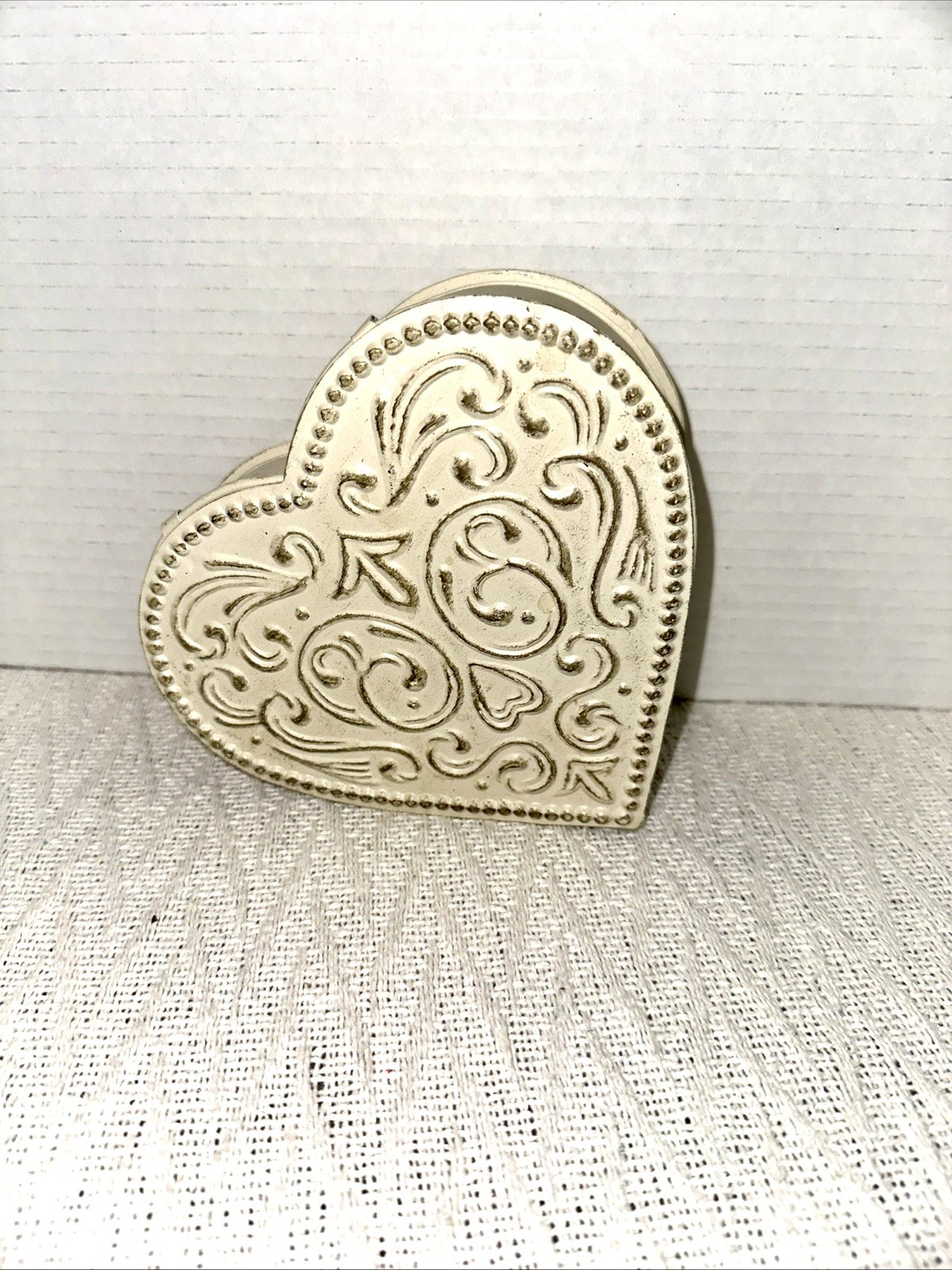 Embossed Metal Heart Box w/Hinged Lid Perfect Gift of Love