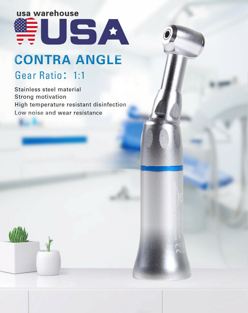 Fit NSK Dental Contra Angle Handpiece Push Button E-type Slow Low Speed