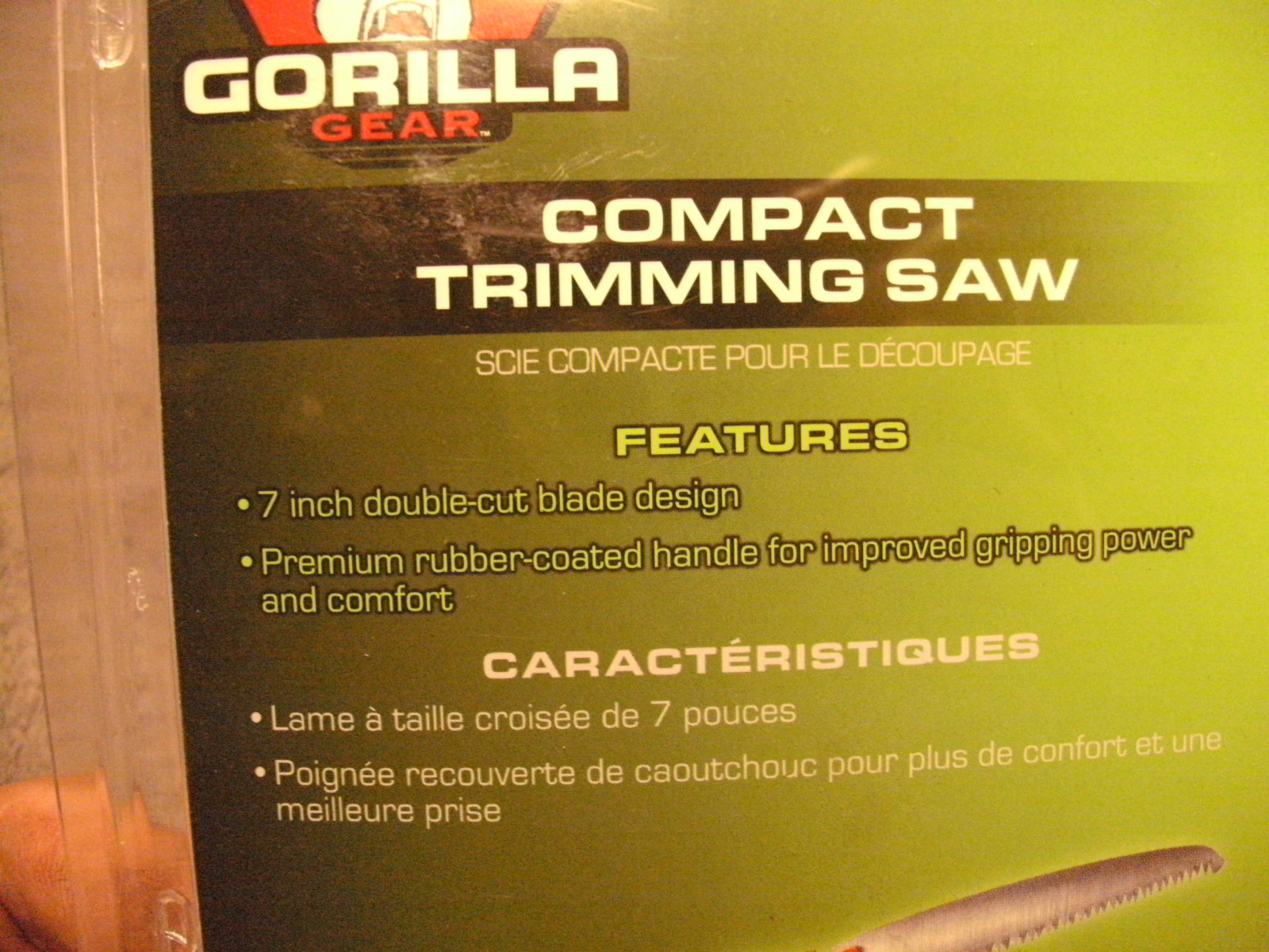 Gorilla Gear Compact Trimming Saw , 7" Double Cut Blade, Rubber Coated Handle