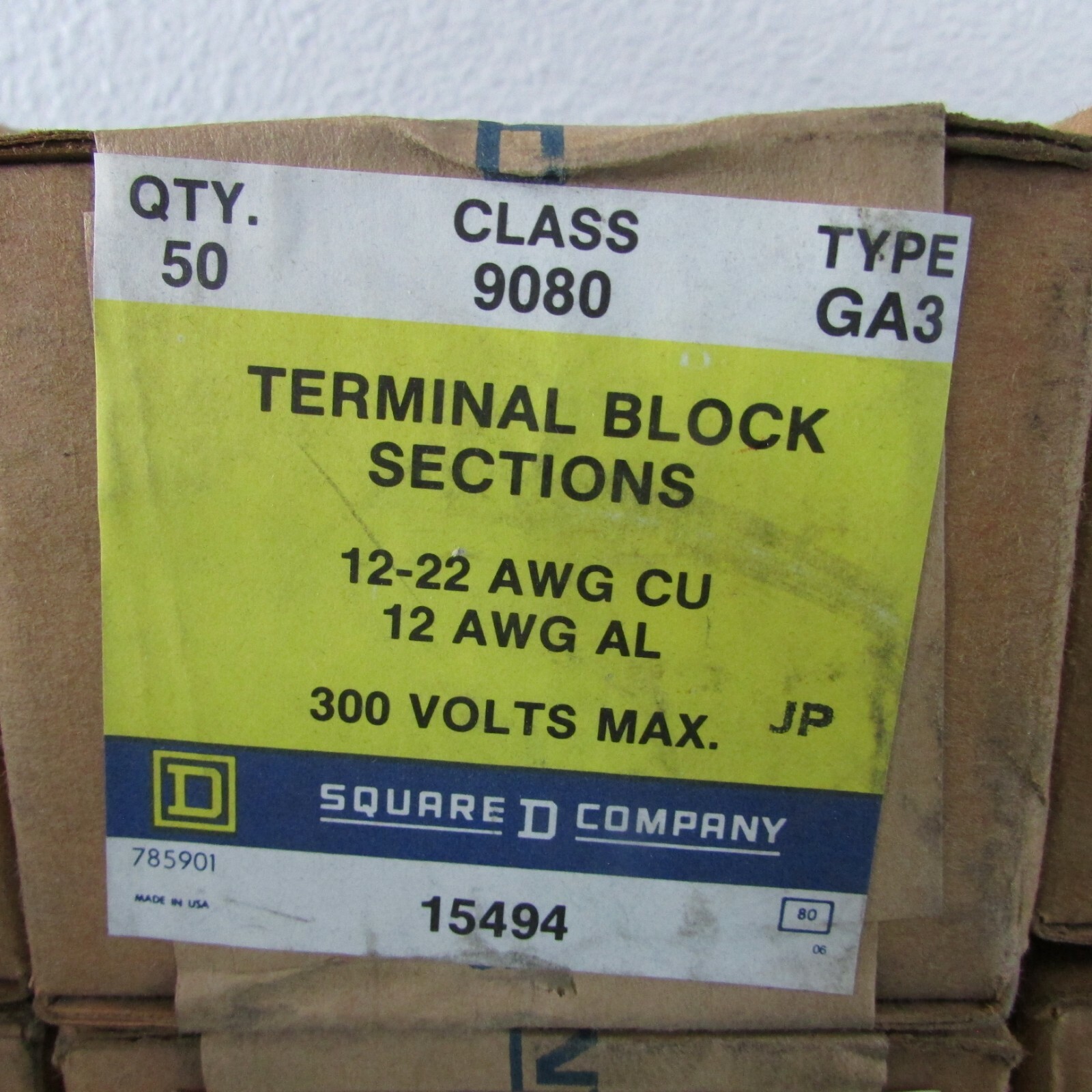 Square D 9080 GA-3 Terminal Block Sections 300V
