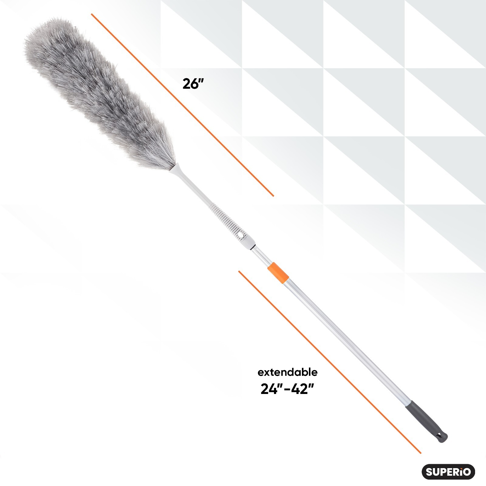 Superio Grey Duster with Aluminum Detachable Telescopic Handle