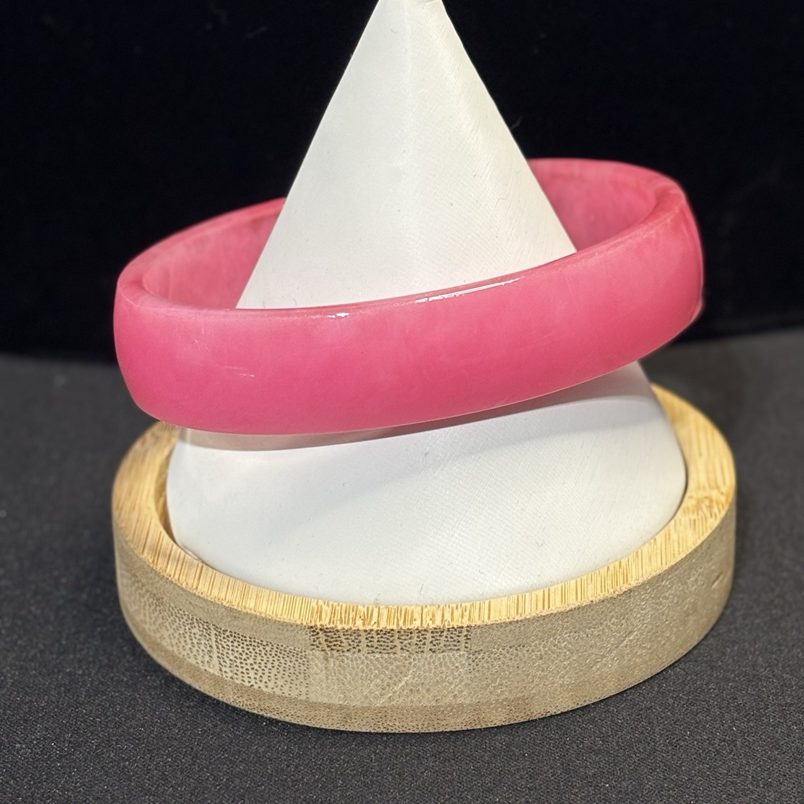 Resin Oval Pink Bangle, Artisan With Slight Imperfections
