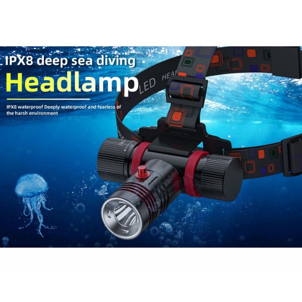 Underwater Diving Headlamp with Four Lighting Modes and Magnetic Switch Control