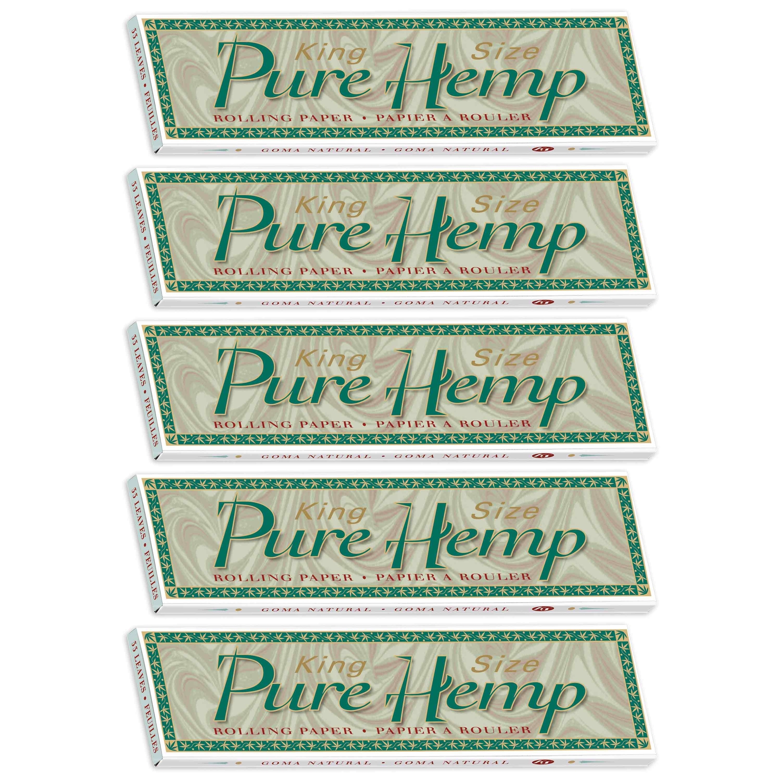 Pure Hemp Rolling Papers Classic King Size Cigarette Paper 110mm (5 Booklets)