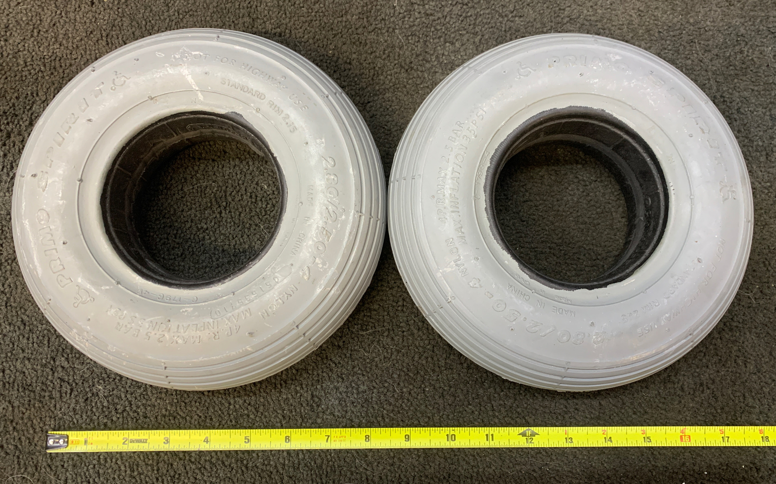 Pair of 2.80/2.50-4 nylon primo spirit tires solid jazzy caster wheelchair DIY