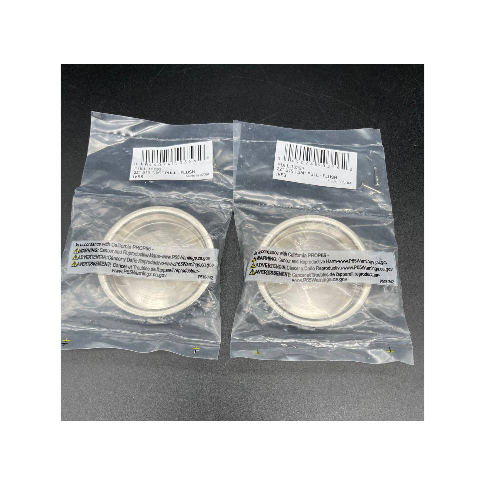 Closet Door - 2 Pack Sliding Bypass Flush Finger Pull 2” New Brushed Nickel