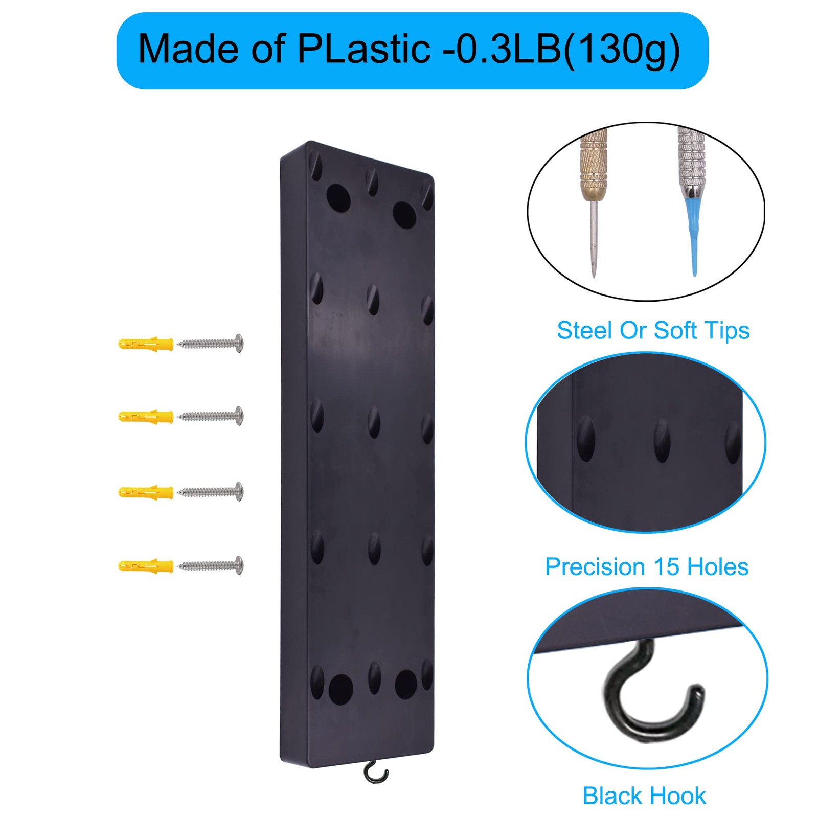 YYST Dart Holder Wall Mount/Stand/Caddy/Display Rack Storage -Plastic black