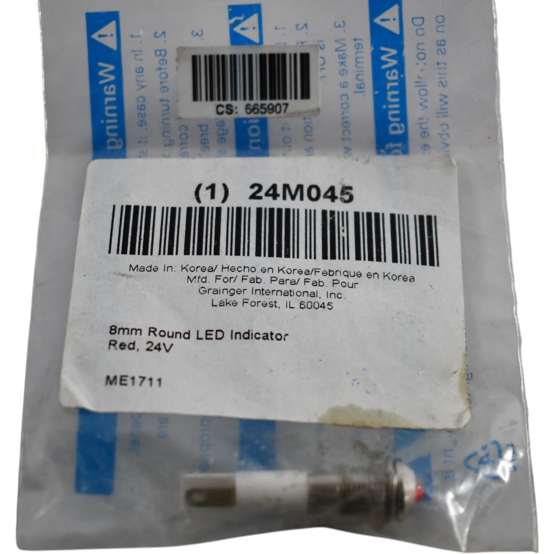 NEW 24M045 8mm Round LED Indicator Red 24V DC Raised Head