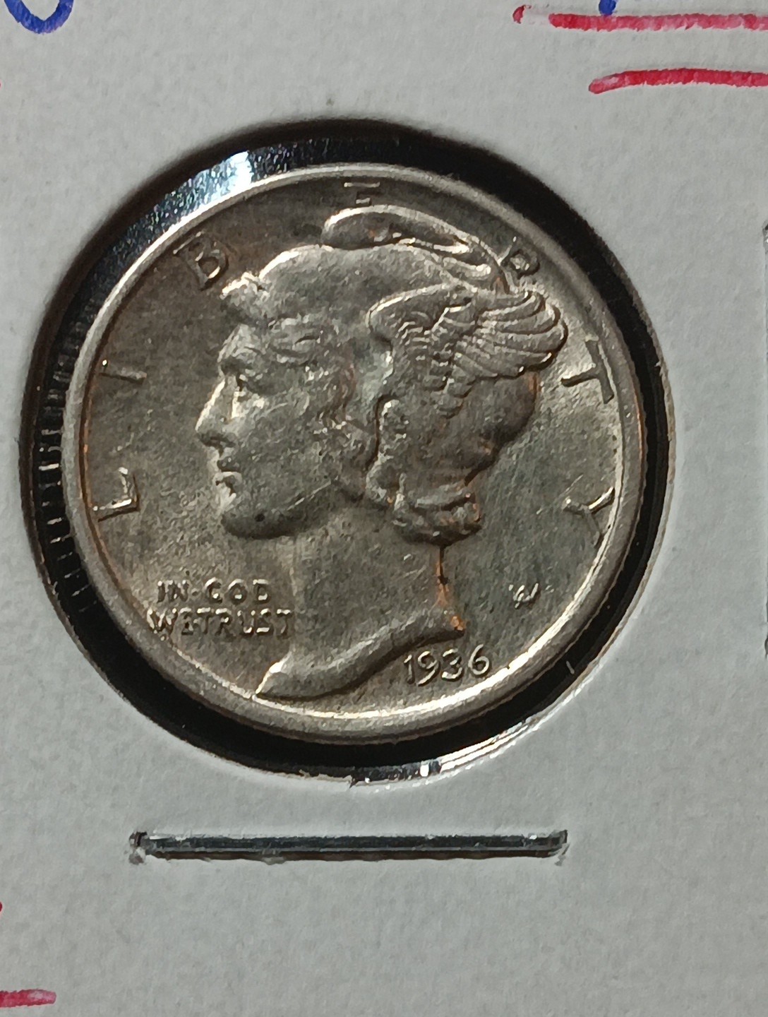 👉1936  Mercury Dime Full Split Band Bu Choice  #107