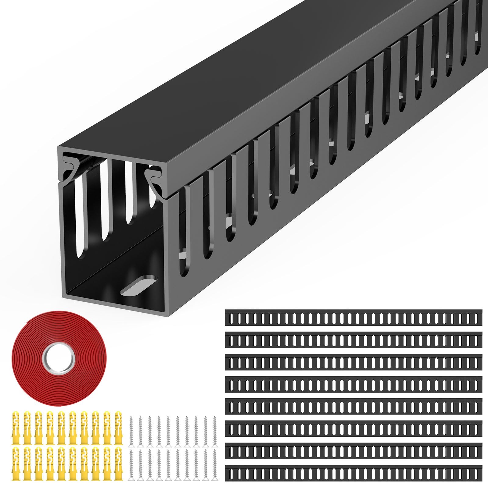 Open Slot Wiring Raceway Cable Duct, 123in Cable Management Channel Cord Trac...