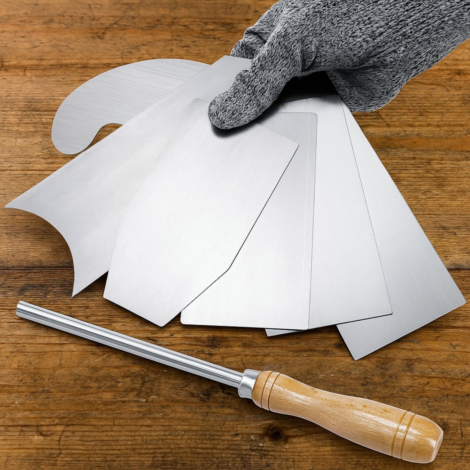 7 Pack Cabinet Scraper Burnisher Set, Multi-shaped Card Scrapers with Burnish...