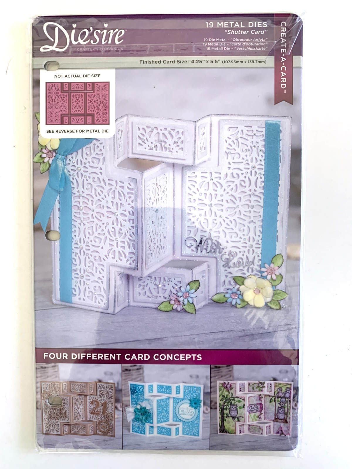 Die'sire SHUTTER CARD Create-A-Card 19 Piece Die Set Makes 4-1/4" x 5-1/2 Cards