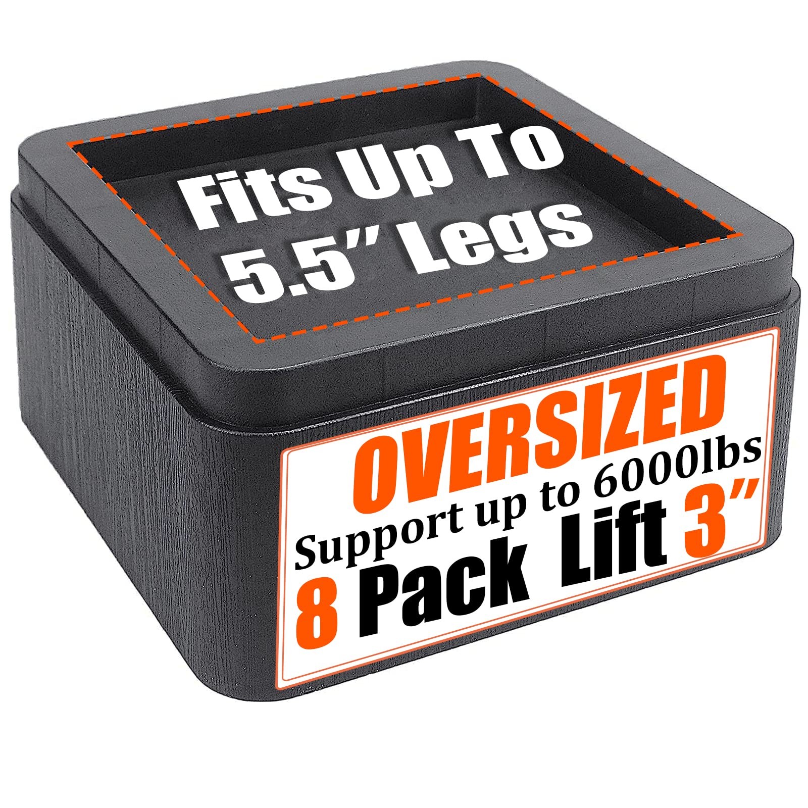 Bed Risers 3 Inch, Oversized Fit Up to 5.5" Legs, Heavy Duty Support 6000lbs,...