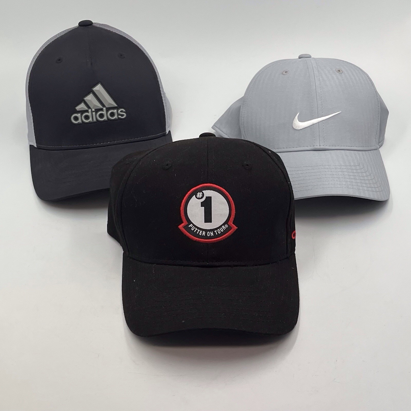 Lot of 3 Performance Golf Hats Nike Adidas Odyssey Adjustable