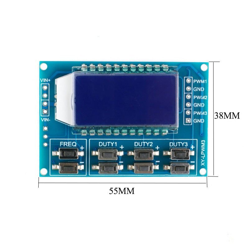 1pcs 3-way Signal Generator Adjustable PWM Pulse Frequency Module LCD Display