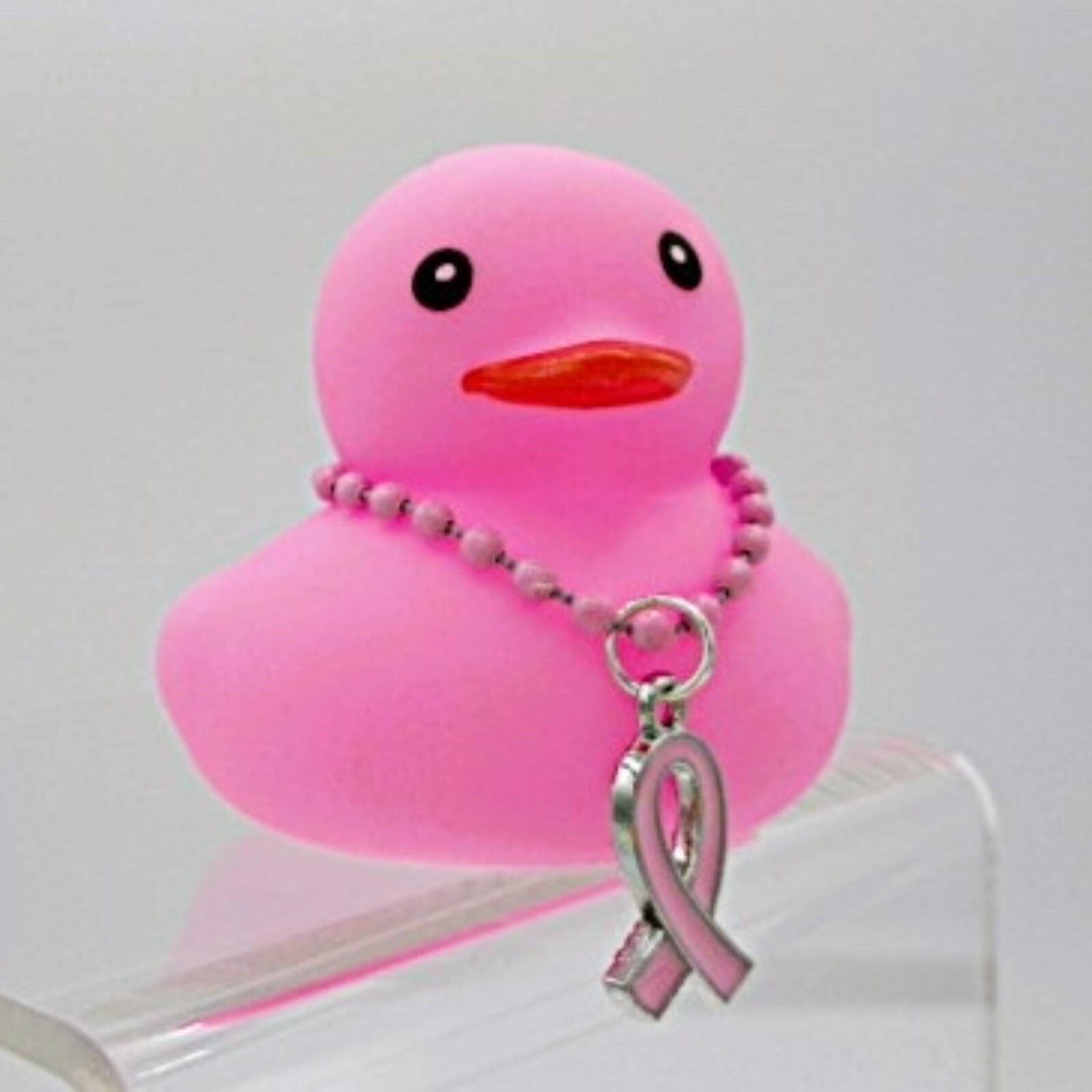 Breast Cancer Awareness Rubber Duck, Straw Hat Pink Ribbon Dashboard Decor Gift