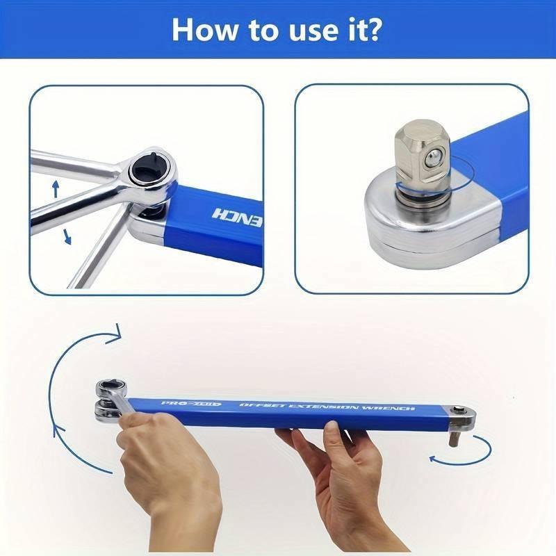 US Multifunctional Offset Extension Wrench Impact Ready Socket Tool w/Adapter
