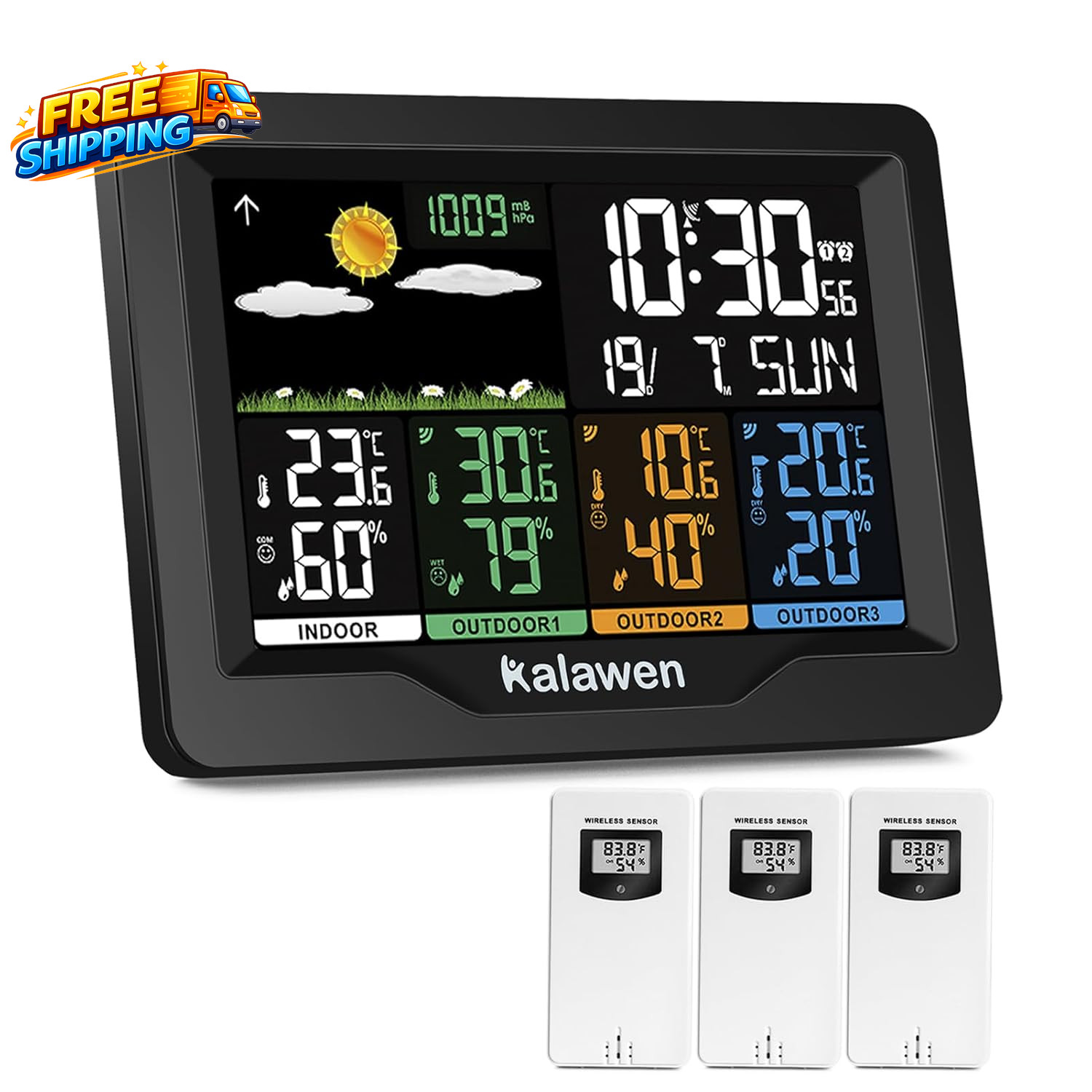Weather Station Wireless Indoor Outdoor Thermometer Digital with Atomic Clock